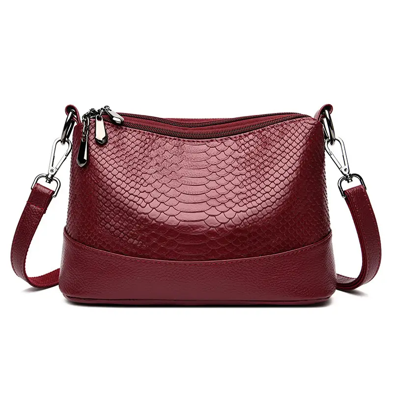 Women PU Leather Crossbody Bag Black Red 2025 Korean Style