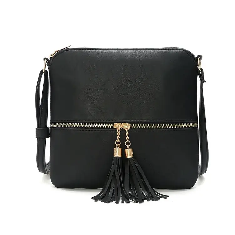 Black Tassel Crossbody Bag for Women