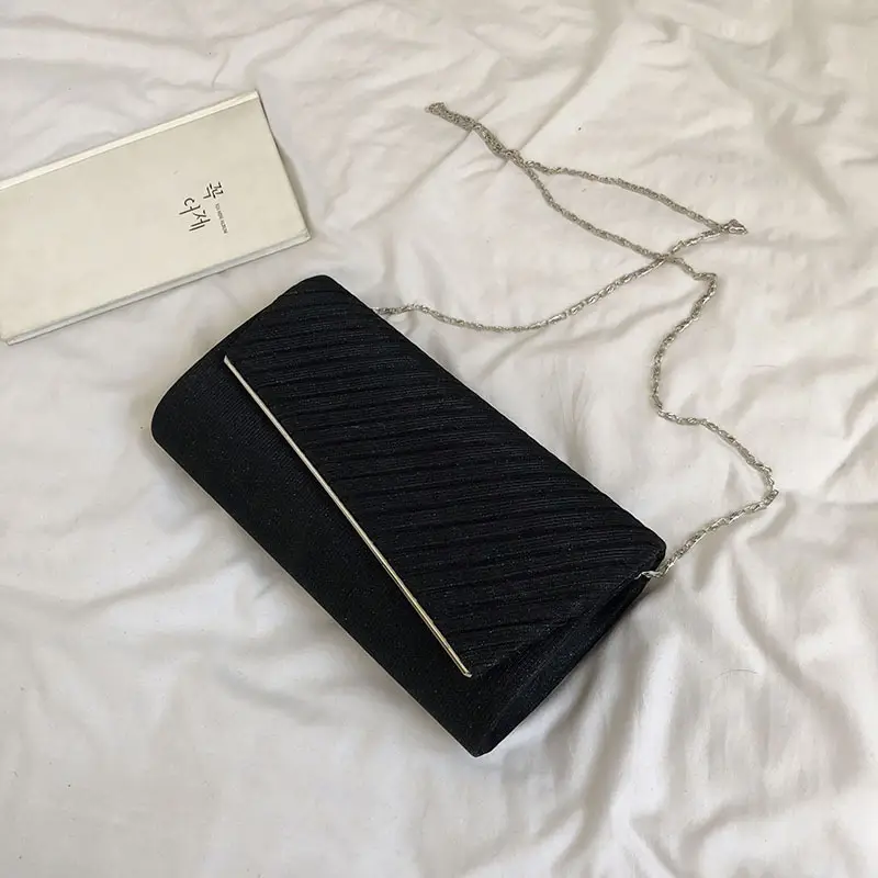 Blue Shiny Chain Clutch Bag for Women Evening Use