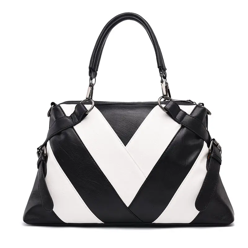 Black White Chevron Shoulder Bag for Women