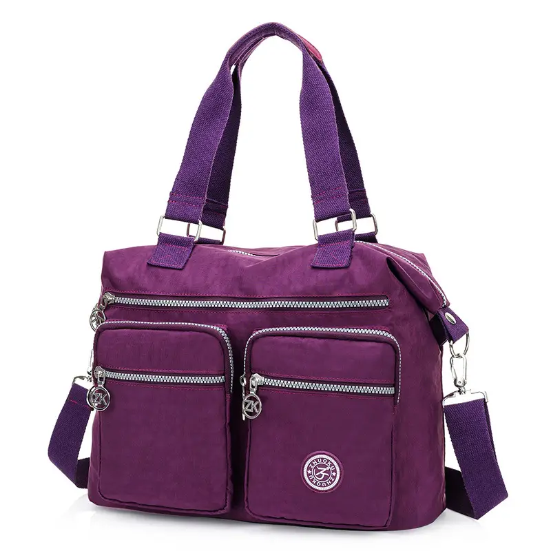 Purple Zippered Shoulder Bag for Women