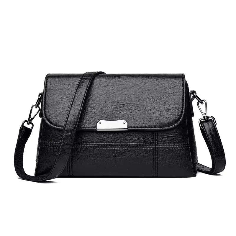 Black Crossbody Messenger Bag for Women, Premium Polyester, Daily Use