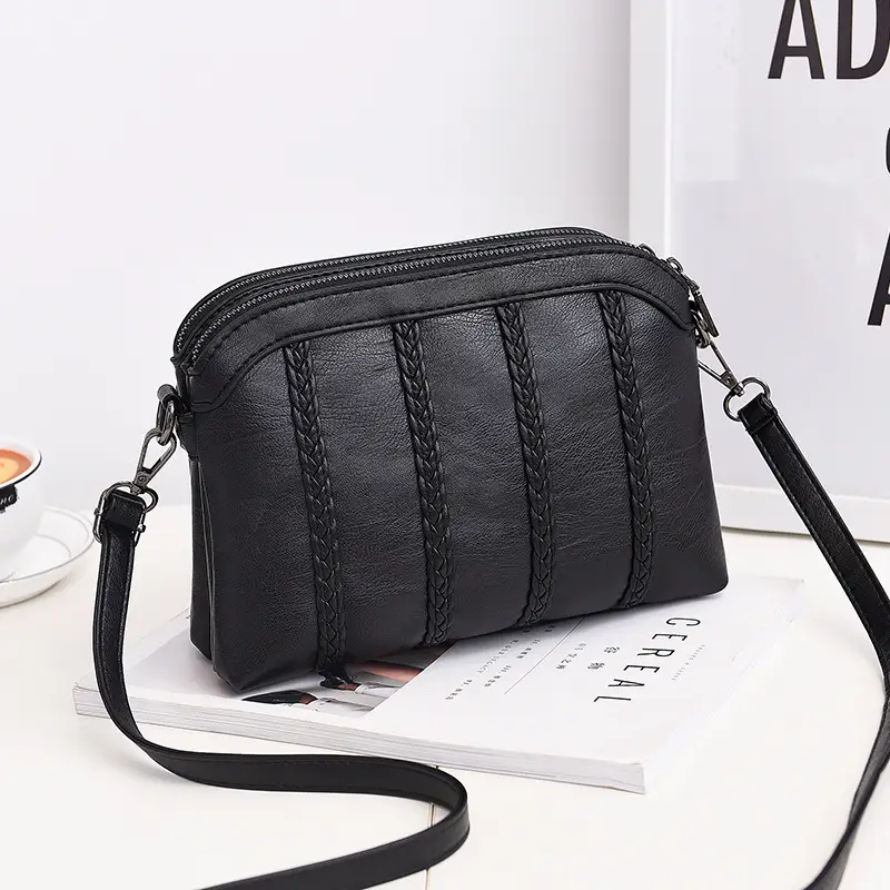 Black Braided Crossbody Bag for Women 2024