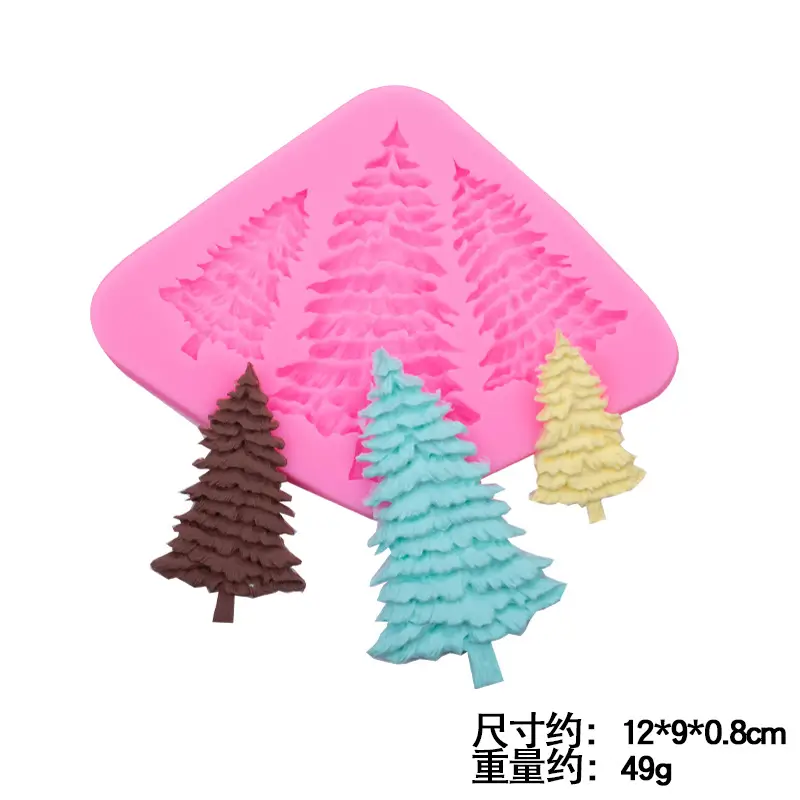 Silicone Christmas Tree Molds Pink 3 Design