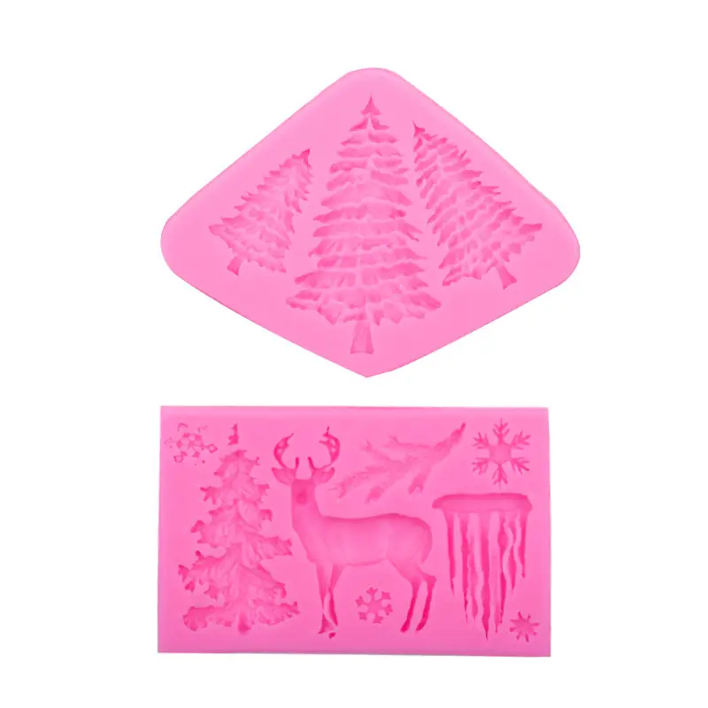 Silicone Christmas Tree Molds Pink 3 Design