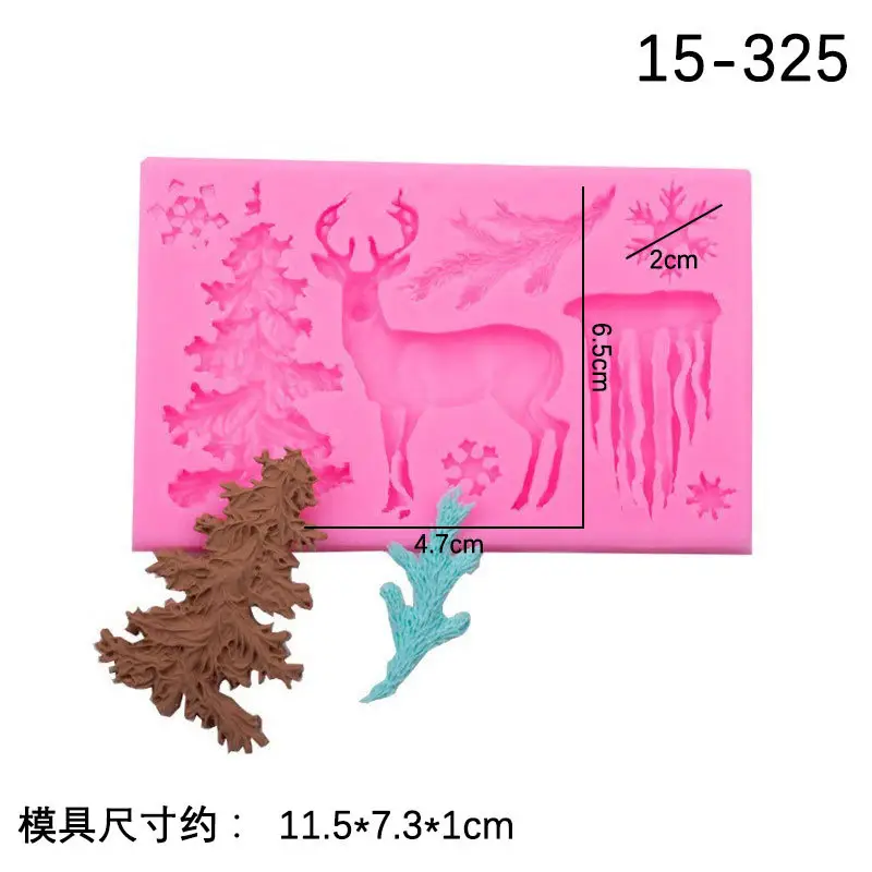 Silicone Christmas Tree Molds Pink 3 Design