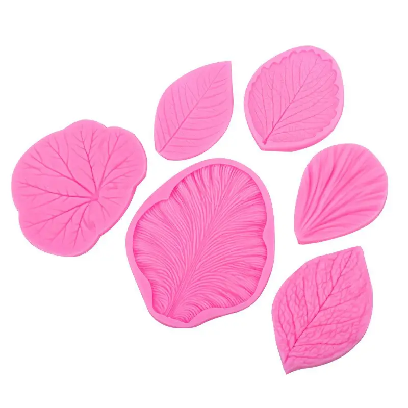 Pink Leaf Petal Silicone Sugar Molds Set of 6