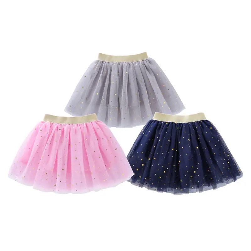 Girls Tulle Tutus Star Moon Glitter Pink Navy Gray