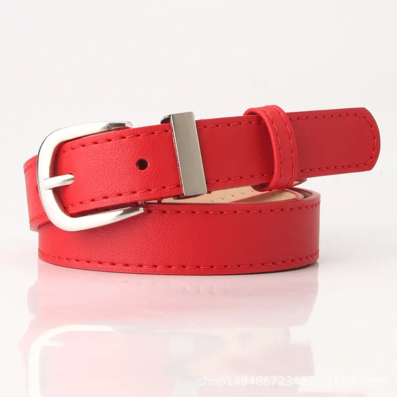 Stylish Leather Belt Brown Black Silver Buckle