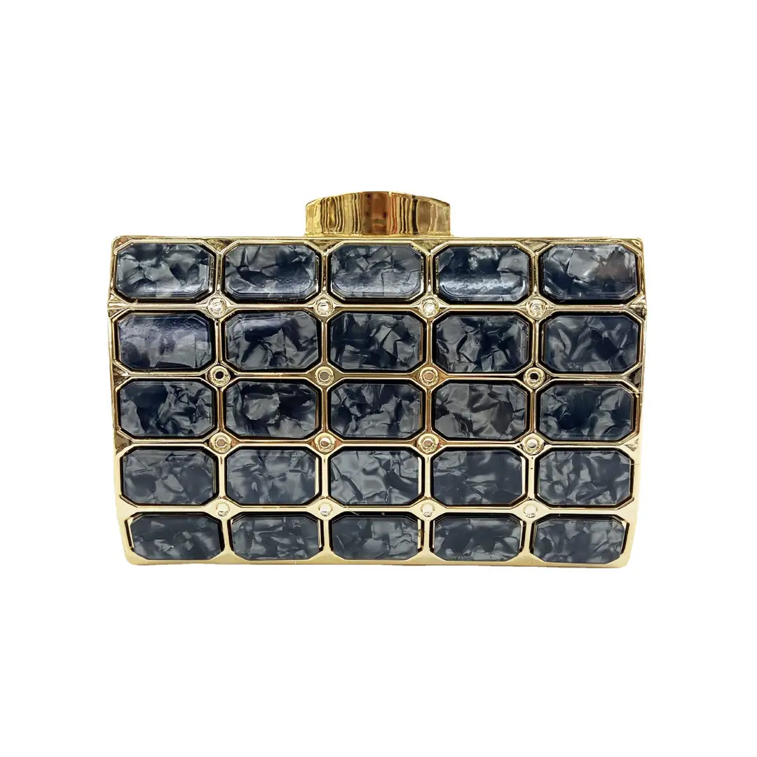 Black Square Stone Pattern Cross Body Bag for Women