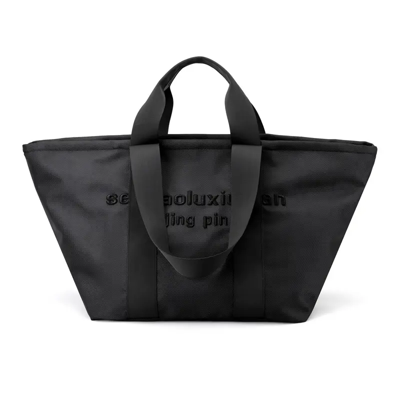 Black Nylon Crossbody Tote Bag for Daily Commutes