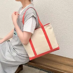 Canvas Tote Bag Black Red Green for Students & Women