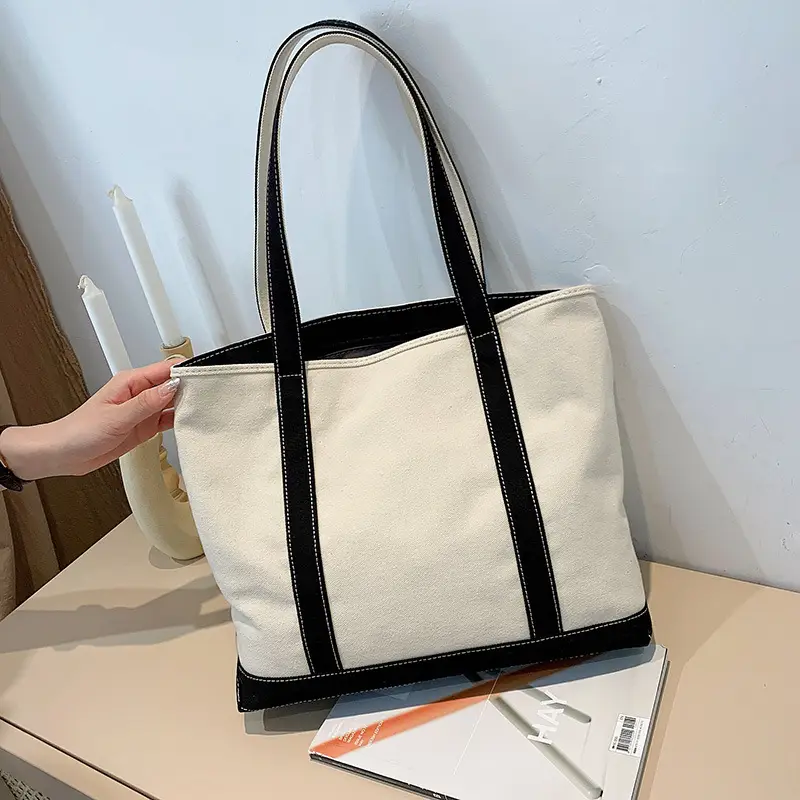 Canvas Tote Bag Black Red Green for Students & Women