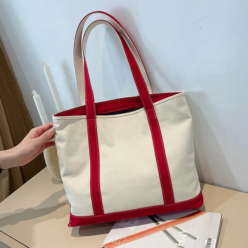 Canvas Tote Bag Black Red Green for Students & Women