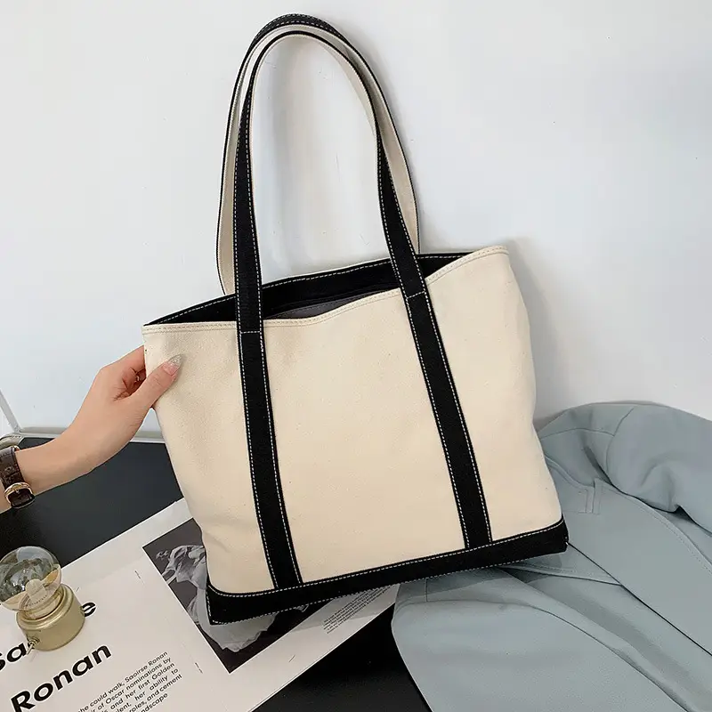 Canvas Tote Bag Black Red Green for Students & Women