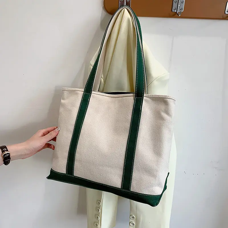 Canvas Tote Bag Black Red Green for Students & Women