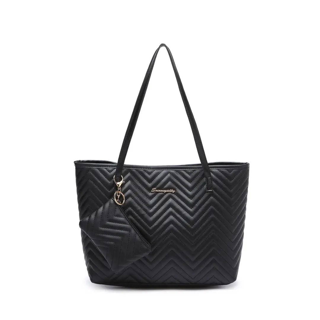 Wavy Diamond Embroidered Shoulder Bag for Women