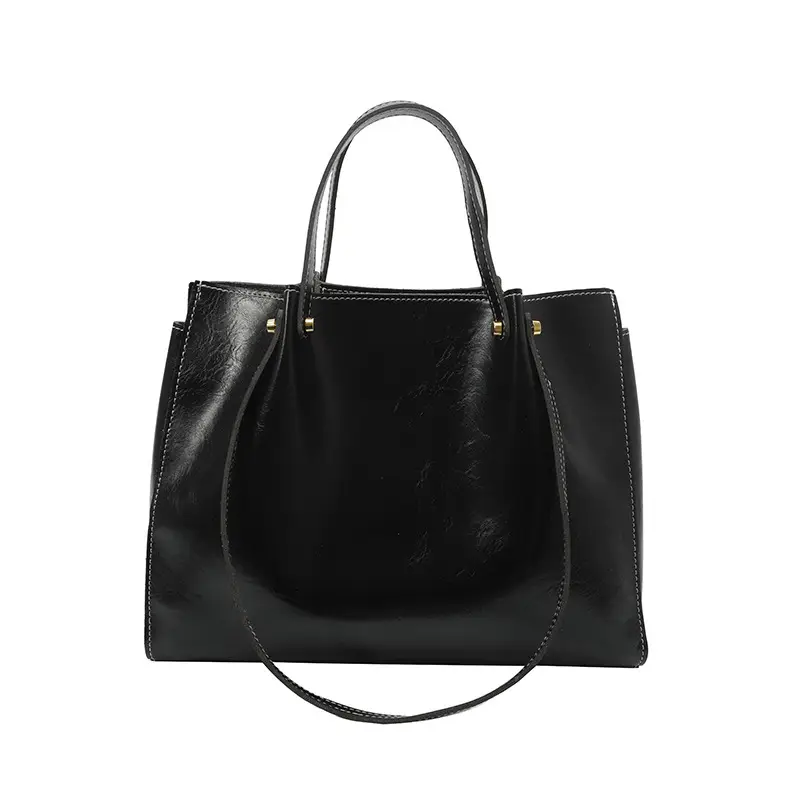 Cream Textured Women's Tote Bag with Gold Hardware