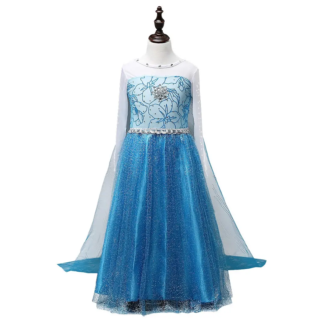 Frozen Princess Dress for Girls Blue Sparkly Festival Performance Wear