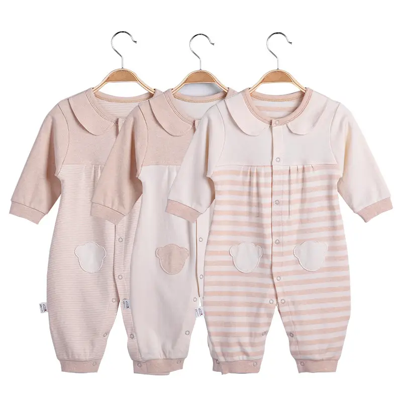 Baby Cotton Padded Jumpsuit Striped Girls Spring