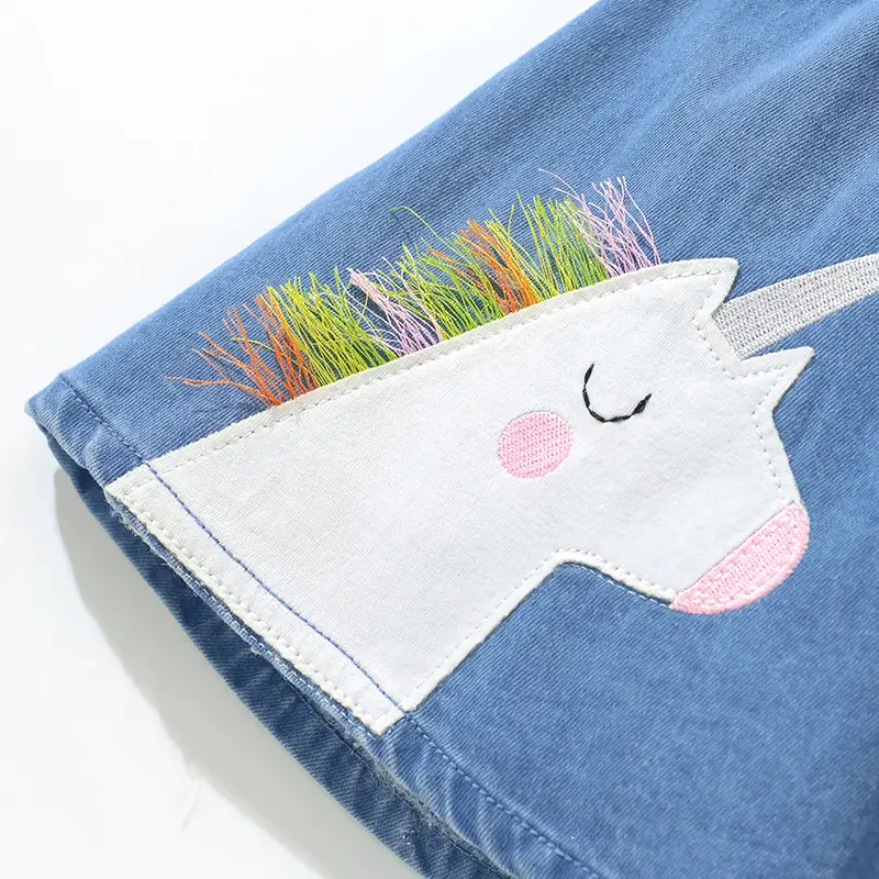 Denim Skirt for Girls with Rainbow Embroidery Summer