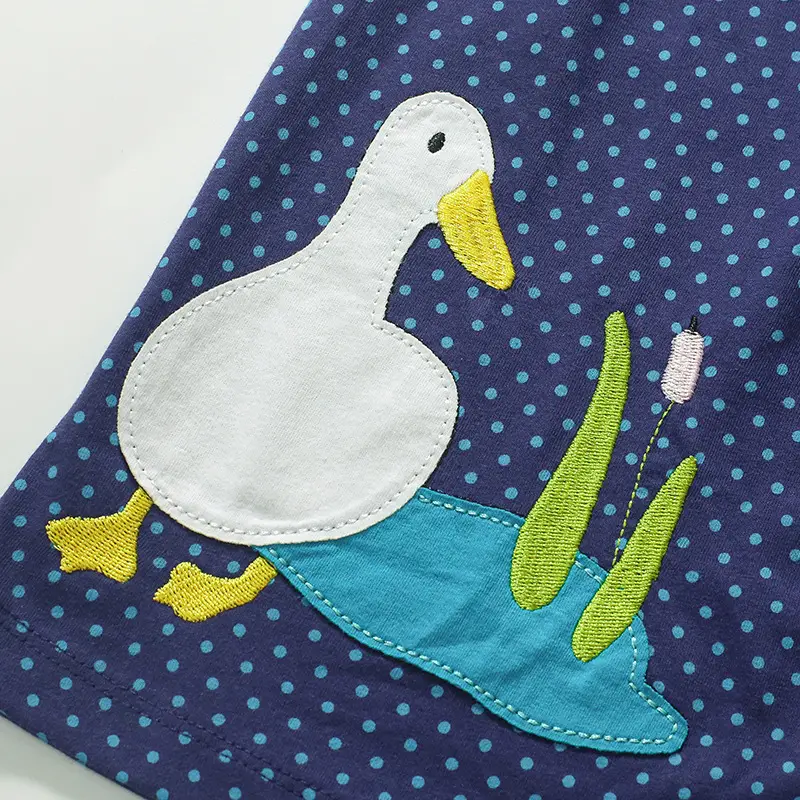 Cotton Girls Summer Dress with Duck Print
