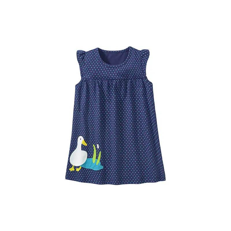 Cotton Girls Summer Dress with Duck Print
