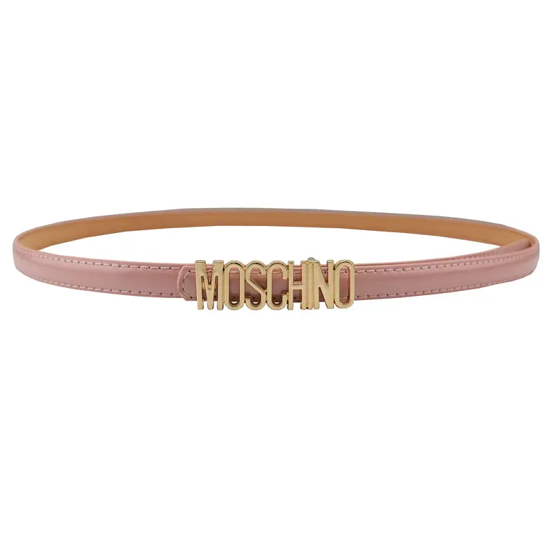 Women Moschino Logo Belt Black Tan Slim Fashion