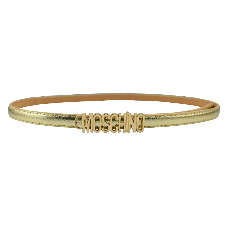 Women Moschino Logo Belt Black Tan Slim Fashion
