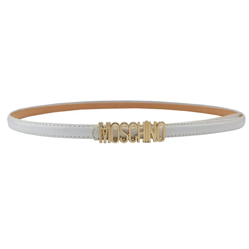 Women Moschino Logo Belt Black Tan Slim Fashion