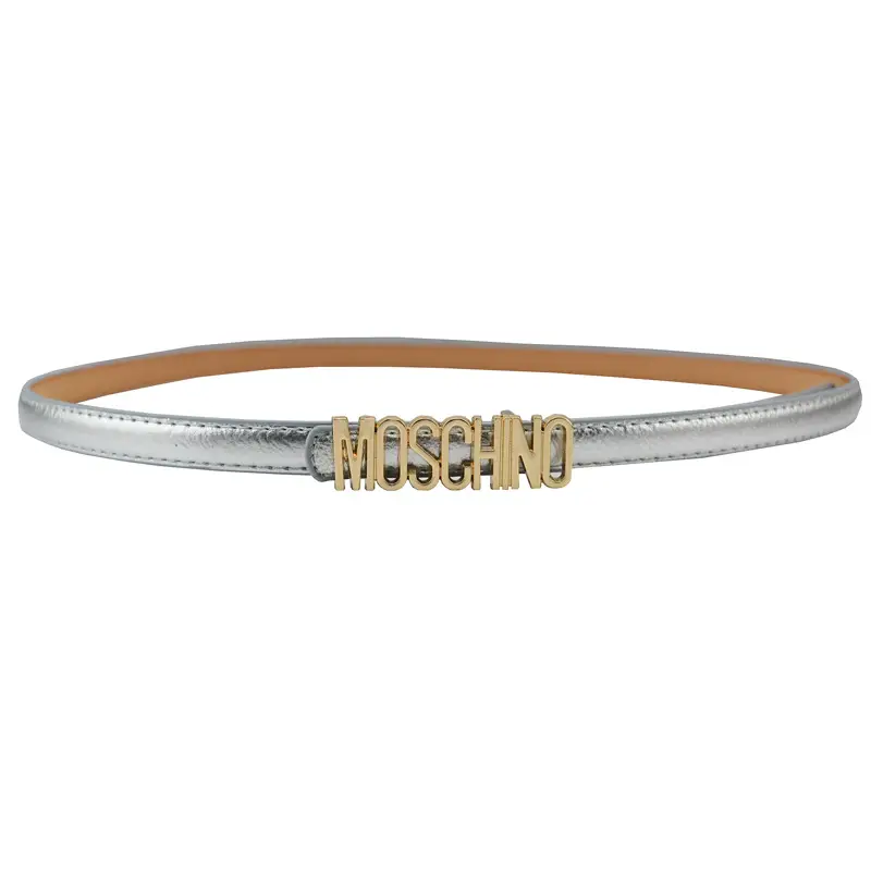 Women Moschino Logo Belt Black Tan Slim Fashion