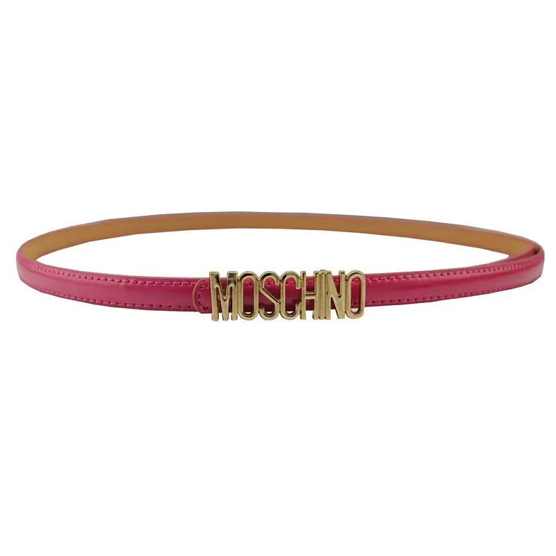 Women Moschino Logo Belt Black Tan Slim Fashion