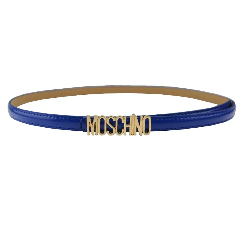 Women Moschino Logo Belt Black Tan Slim Fashion