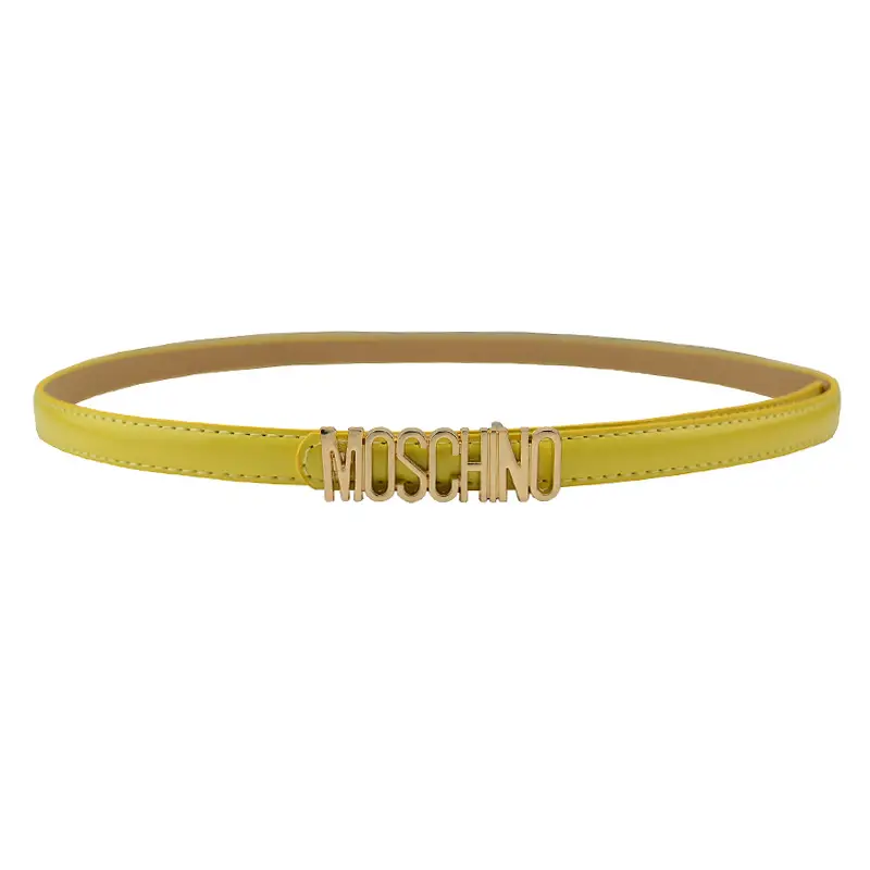 Women Moschino Logo Belt Black Tan Slim Fashion
