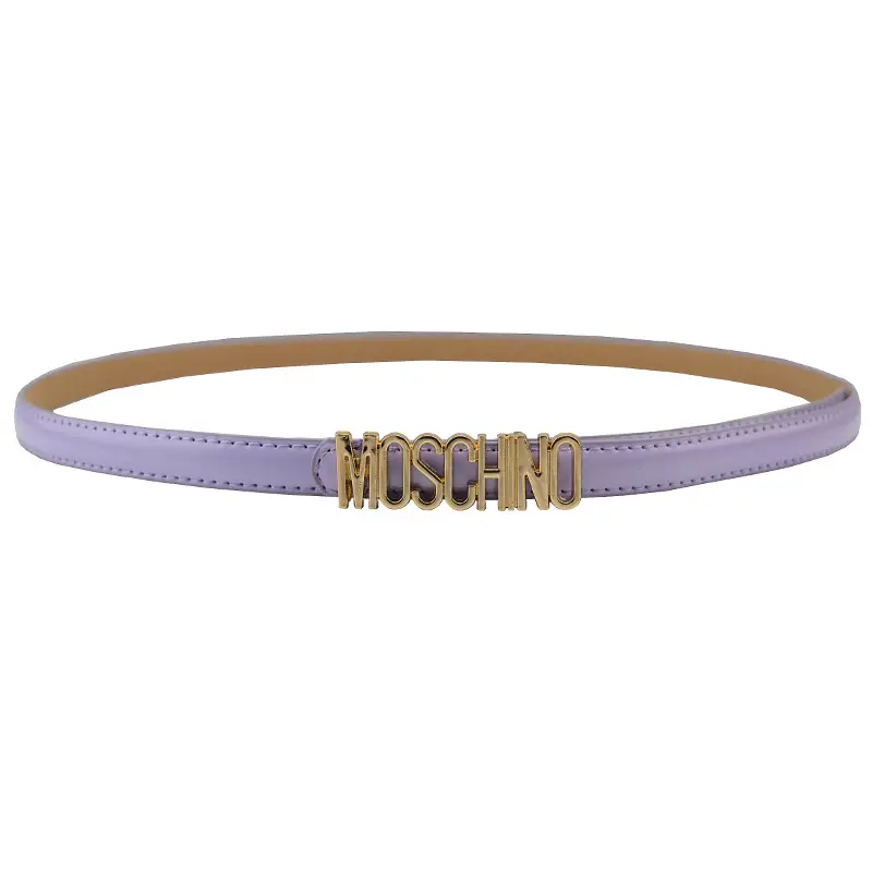 Women Moschino Logo Belt Black Tan Slim Fashion