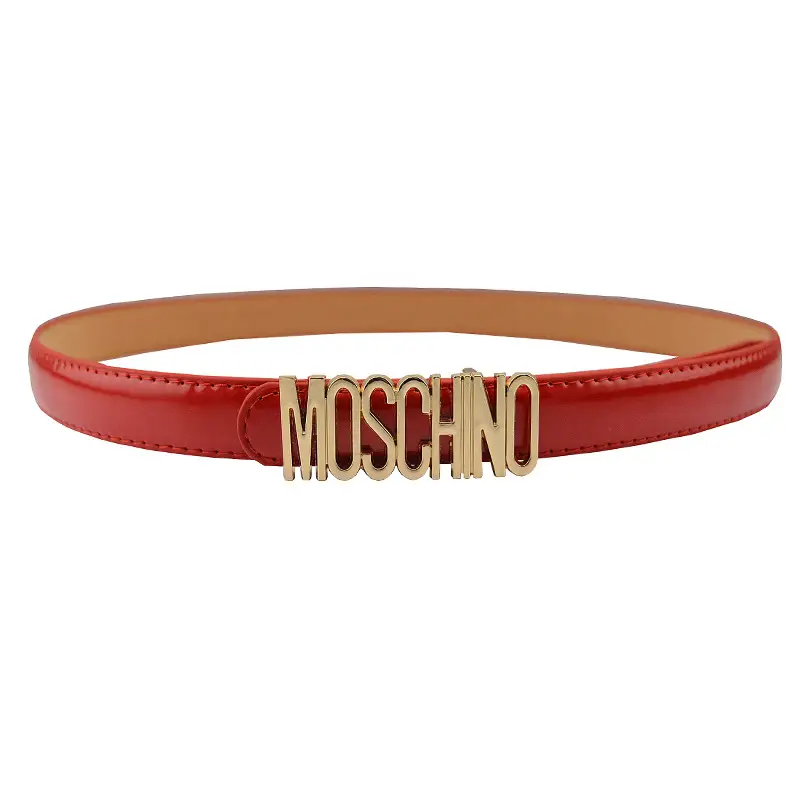 Women Moschino Logo Belt Black Tan Slim Fashion