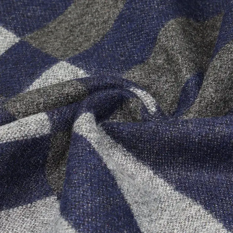 Navy Blue Plaid Winter Scarf for Men Women Couple