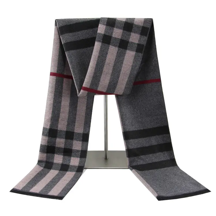 Navy Blue Plaid Winter Scarf for Men Women Couple