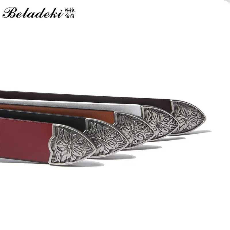 Women Retro Cowhide Leather Belt Multi Color Fashion Waist Belt