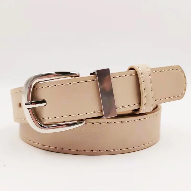 Women Fashionable Leather Belt Black Brown Buckle Accessory