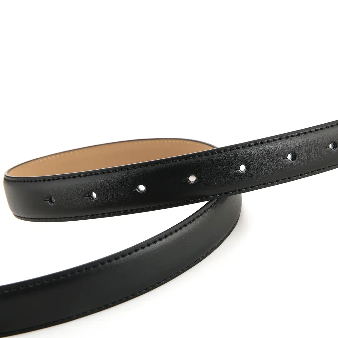 Women Genuine Leather Belt with Gold Chain Buckle