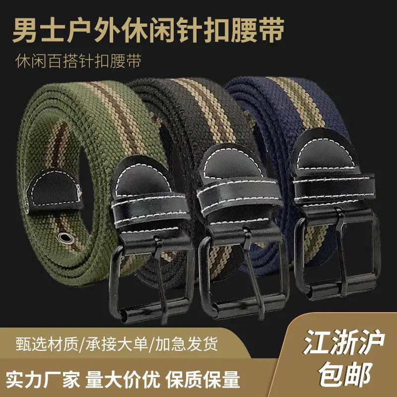 Men Casual Pin Buckle Belt Cotton Outdoor Green
