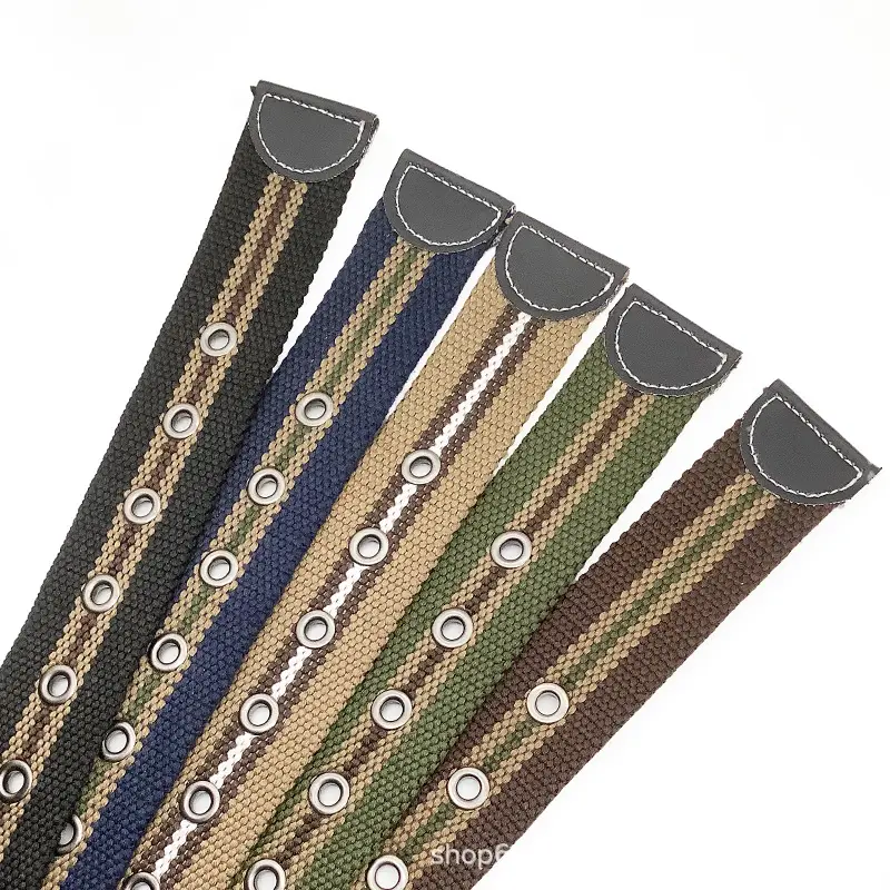 Men Casual Pin Buckle Belt Cotton Outdoor Green