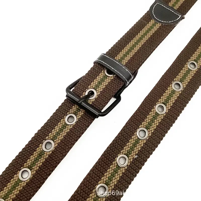 Men Casual Pin Buckle Belt Cotton Outdoor Green