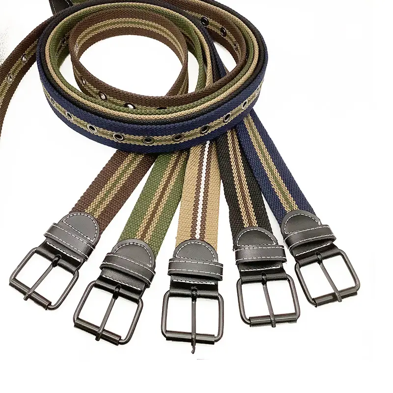 Men Casual Pin Buckle Belt Cotton Outdoor Green