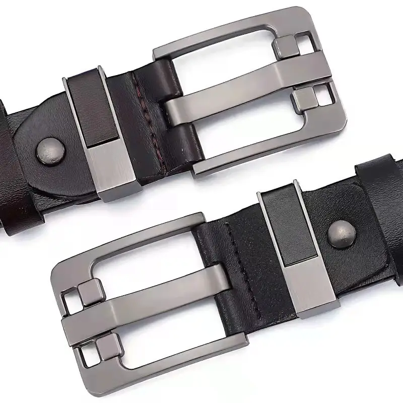 Men Black Leather Belt Wide Pin Buckle Plus Size