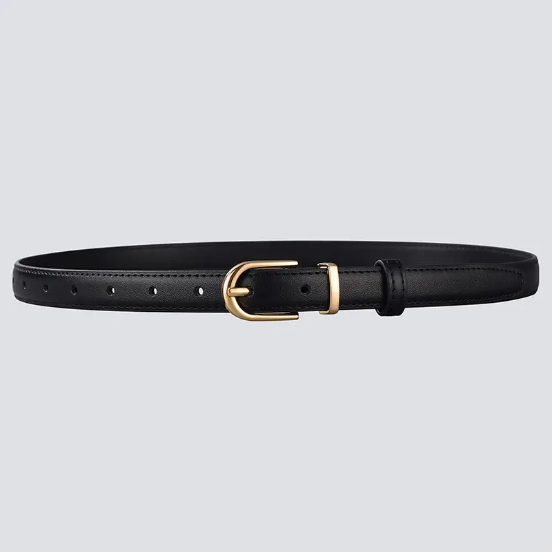 Women's Denim Belt with Gold Buckle Black Brown Beige