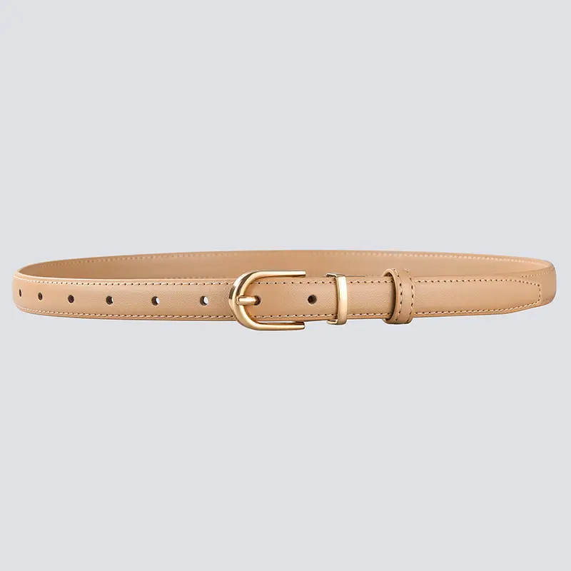 Women's Denim Belt with Gold Buckle Black Brown Beige