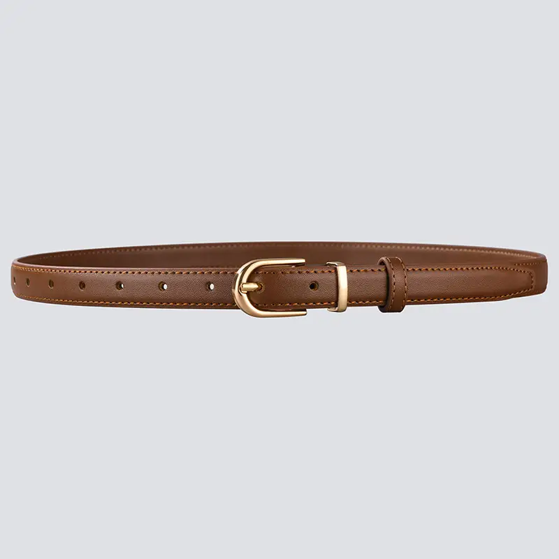 Women's Denim Belt with Gold Buckle Black Brown Beige