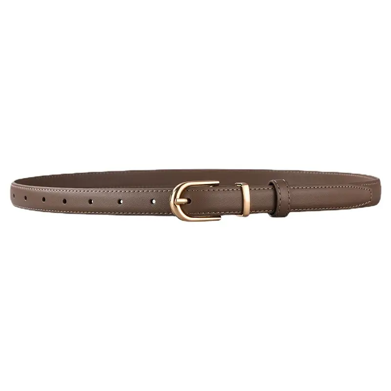 Women's Denim Belt with Gold Buckle Black Brown Beige